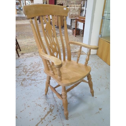 13 - A Victorian style beechwood grandfather chair, 115cm tall