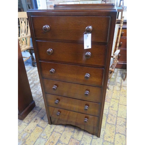22 - A 20th century oak six drawer chest, 125cm tall x 61cm x 41cm, in polished restored condition