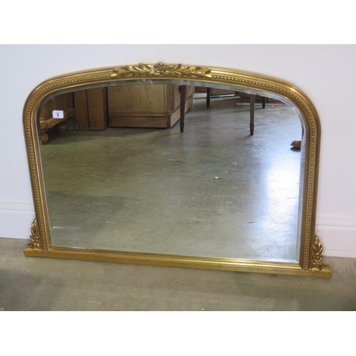 3 - A modern gilt over mantle mirror, 68cm tall x 102cm wide, in good condition