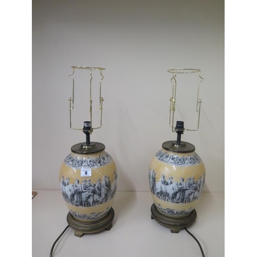6 - A pair of classical table lamps, 54cm tall in total