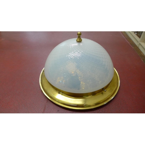 3 - An irridescent glass dome ceiling lamp, 32cm diameter x 17cm tall, generally good condition