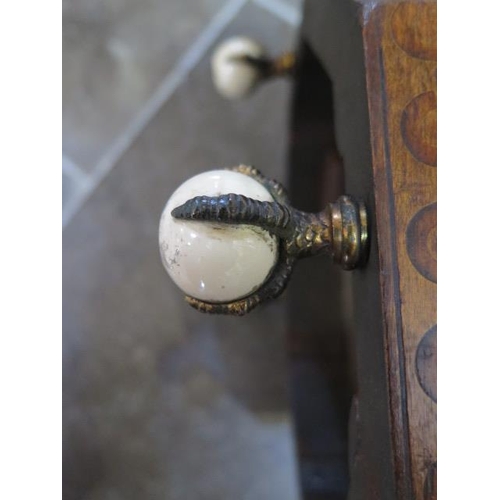 51 - An early Victorian foot stool with ball and claw feet - some wear to fabric, wood in polished condit... 