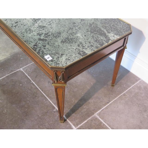 9 - A French green marble top mahogany coffee table with ormolu mounts - height 46cm x 111cm x 51cm - ge... 
