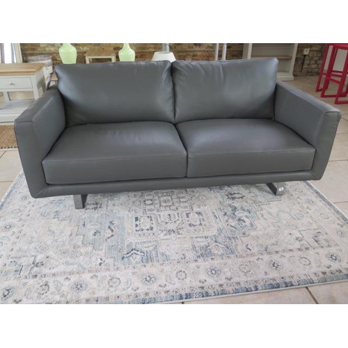 23 - An ex display Italia Living grey leather 2/3 seater sofa, top quality and as new - retails at £2299 ... 