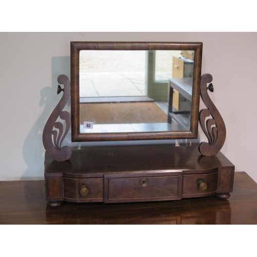 62 - An early 19th century mahogany toilet mirror with three drawers - height 50cm x 60cm x 25cm