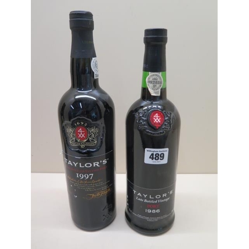 Two bottles of Taylors late bottled Port 1986 and 1997