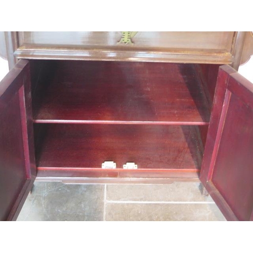 39 - An Oriental hardwood side cabinet, 79cm tall x 65cm x 38cm