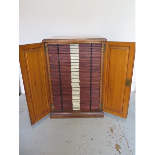 77 - An early 1900s pine two drawer microscope slide cabinet with 48 drawers containing Neurology slides ... 