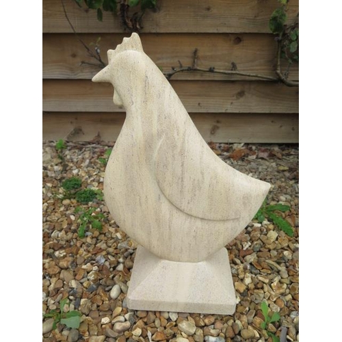 4 - A carved stone limestone chicken, hand carved by a Cambridgeshire based stone carver, 53cm tall x 31... 