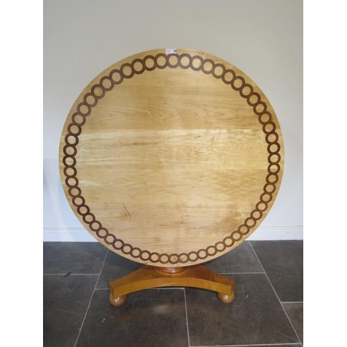 55 - A new 19th century style yew and oak inlaid maple circular tilt top breakfast table made by a Norfol... 