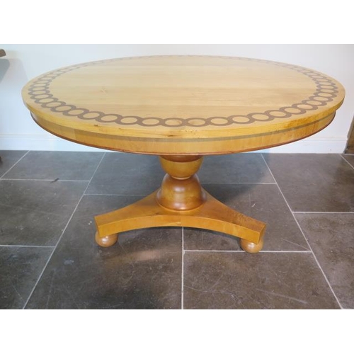 55 - A new 19th century style yew and oak inlaid maple circular tilt top breakfast table made by a Norfol... 