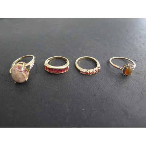 620 - Four hallmarked 9ct yellow gold rings, three size N and one size S, all in good condition, total wei... 
