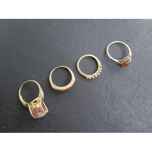 620 - Four hallmarked 9ct yellow gold rings, three size N and one size S, all in good condition, total wei... 