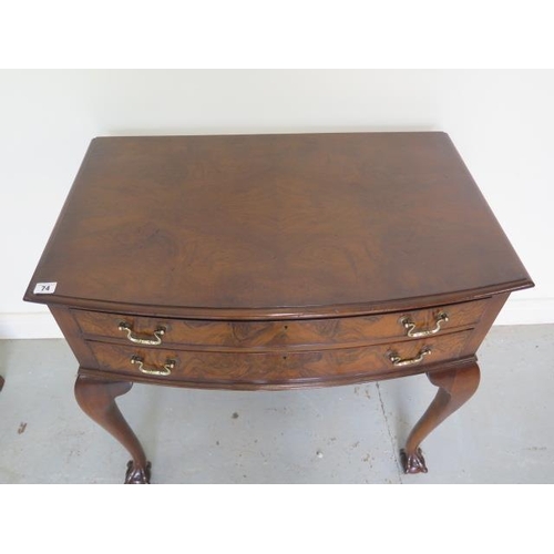 74 - An early 20th century walnut cutlery table with two drawers with compartments - a 12 setting, 79cm t... 