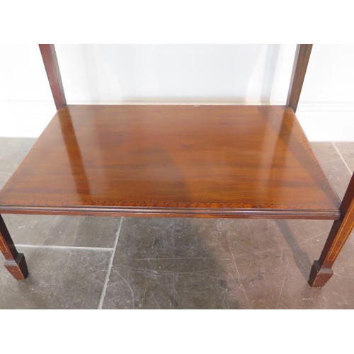 84 - An Edwardian inlaid mahogany bijouterie display table with a drop down door, in generally good condi... 