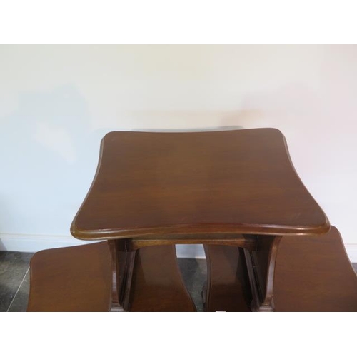 85 - A set of three mahogany tables one with a carved rat, 44cm tall x 53cm x 40cm, all generally good ap... 