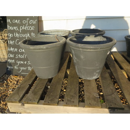 17 - Four medium grey frost proof plant pots 40 cm diameter