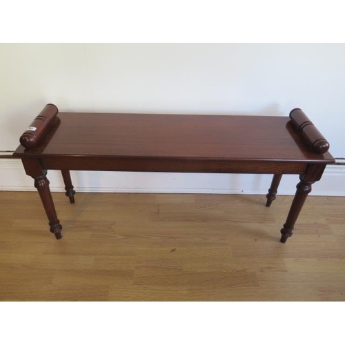 21 - A mahogany window seat on well turned legs made by a local craftsman to a high standard, 51cm tall x... 