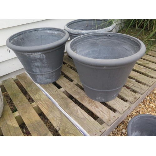 26 - Three grey large frost proof plant pots, diameter 50cm