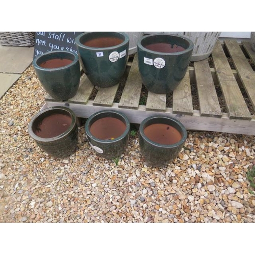 27 - Six assorted frost proof plant pots