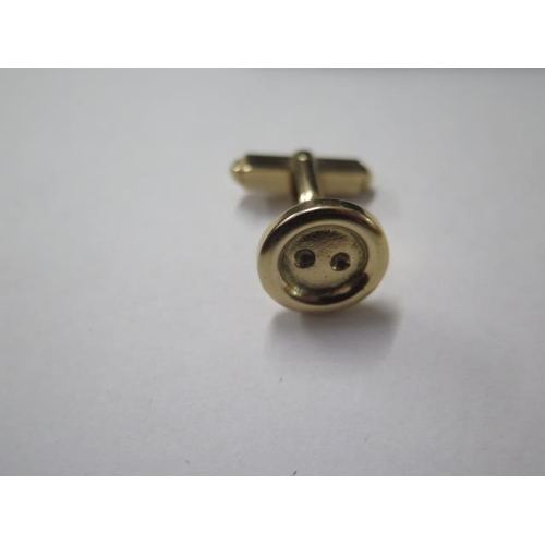 608 - A pair of gold cufflinks, tests to approx 9ct, approx weight 13 grams, small test mark otherwise goo... 