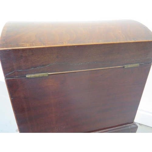73 - A 19th century mahogany cellarette with a dome top, 58cm tall x 40cm x 28cm, with some losses and ol... 