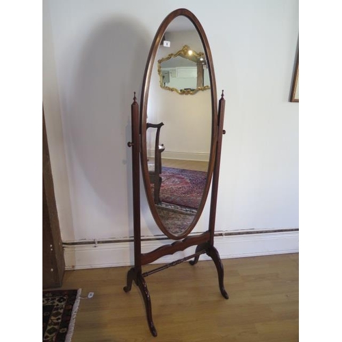 8 - A 20th century cheval mirror in good polished condition, 160cm x 59cm