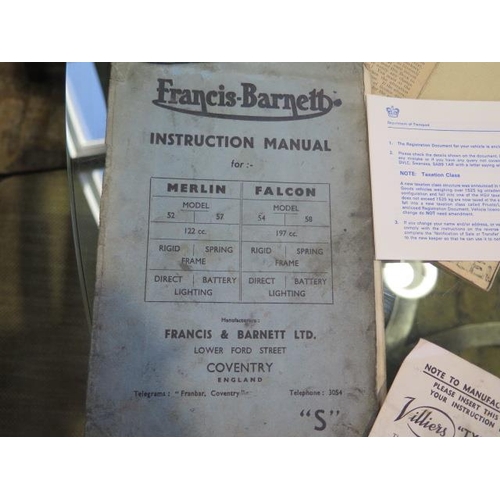 1 - A Francis Barnett Falcon Villiers 199cc engine vintage motorcycle, registration PKP 522, 1953, in ne... 