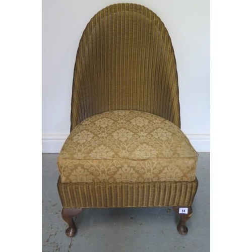 14 - A Lloyd loom chair with drop in upholstered seat, 82cm tall, seat height 37cm