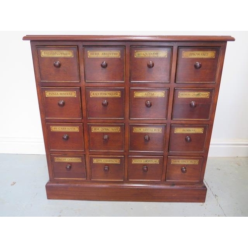 30 - A mahogany 16 drawer chemist apothecary chest, made by a local craftsman to a high standard, 78cm ta... 