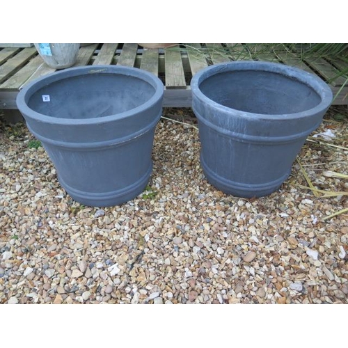 37 - Two large grey frost proof plant pots, 48cm diameter