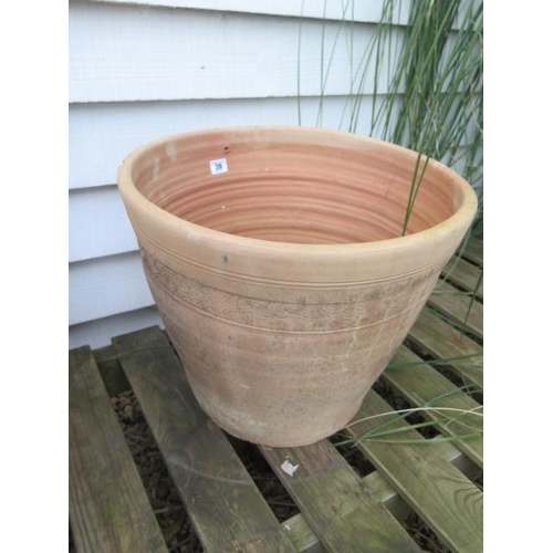 39 - One terracotta frost proof planter, chip to side