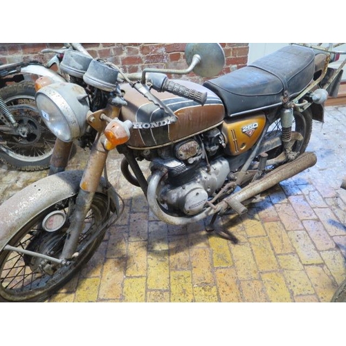 4 - A Honda 250cc 1972 vintage motorcycle reg JOT 131L, in need of restoration with vehicle registration... 