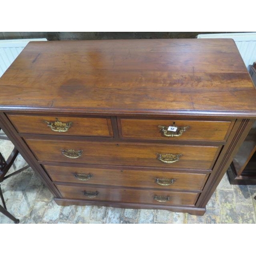 52 - A late Victorian walnut two over three chest of drawers on a plinth base, 100cm tall x 103cm x 54cm,... 
