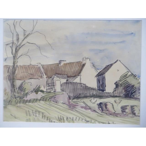 242 - Frank Forty, Irish, (1902-1996) pair of watercolours, one entitled verso Corbally, frame size 37cm x... 