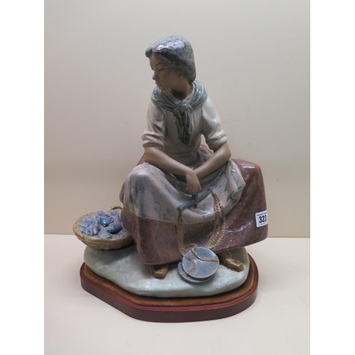 323 - A Lladro Vincente Martinez figure, The Fisherwoman, issued 1978 retired 1985, 40cm tall, on stand in... 