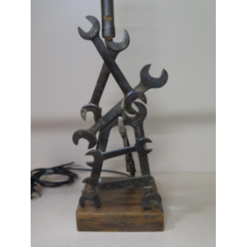 18 - An interesting industrial style spanner lamp, 66cm tall, PAT tested and working