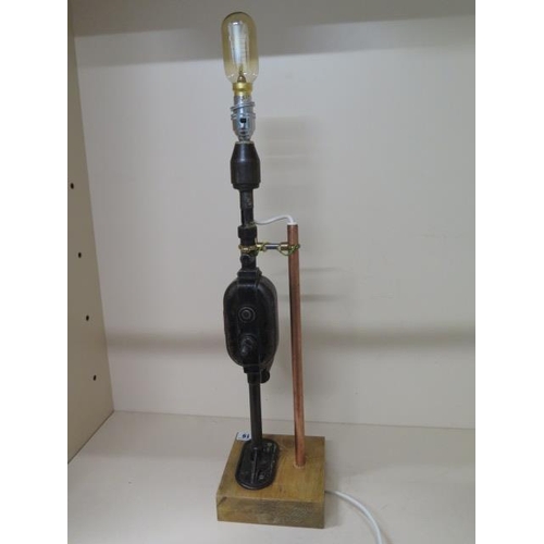 19 - An interesting industrial style hand drill lamp, 68cm tall, PAT tested and working