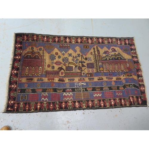 225 - A hand knotted woollen Baluchi rug, 156cm x 90cm