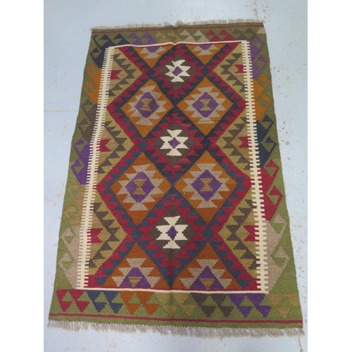 228 - A hand knotted woollen Maimana Kilim rug, 152cm x 99cm