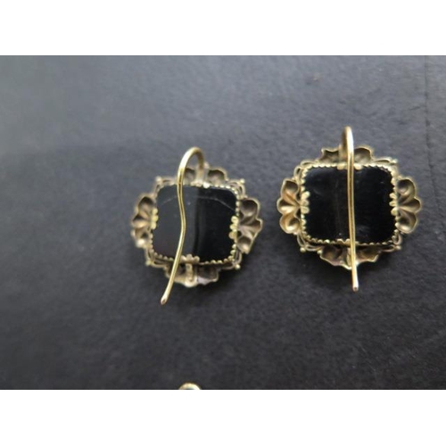 616 - A pair of micromosaic earrings, 7cm long, clasps have worn through and pendant backs are cracked oth... 