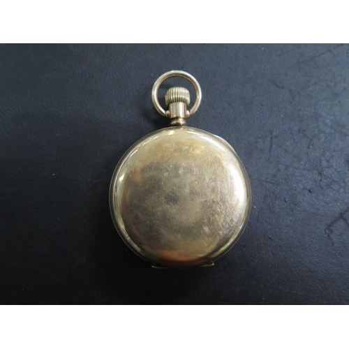 814 - An Elgin gold plated Hunter pocket watch, 5cm case, with presentation engraving dated 1926