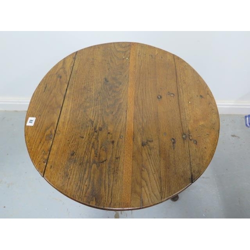 82 - A Georgian and later elm side table on turned legs and pad feet with a shaped apron, 63cm tall x 67c... 