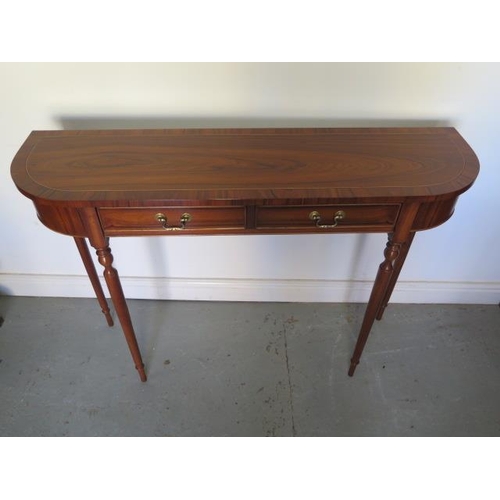 14 - A new D shaped two drawer side / serving table on turned legs, made by a local craftsman to a high s... 