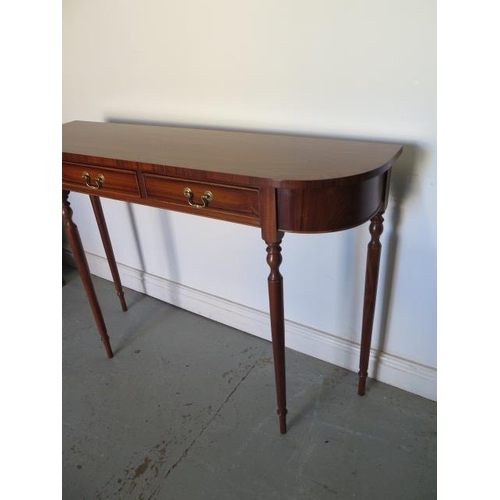 14 - A new D shaped two drawer side / serving table on turned legs, made by a local craftsman to a high s... 