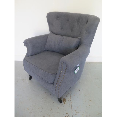 19 - A Wayfair button back armchair with a cushion in unused condition, 90cm tall x 76cm wide