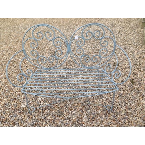 24 - A metal work ornate bench, 94cm tall x 121cm wide