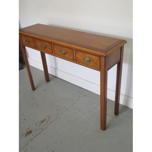 26 - A new masur birch four drawer hall / side table,  made by a local craftsman to a high standard, 76cm... 