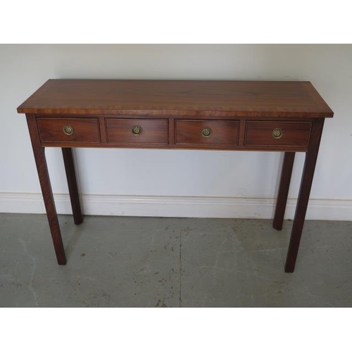 29 - A new four drawer hall / side table on square chamfered legs,  made by a local craftsman to a high s... 