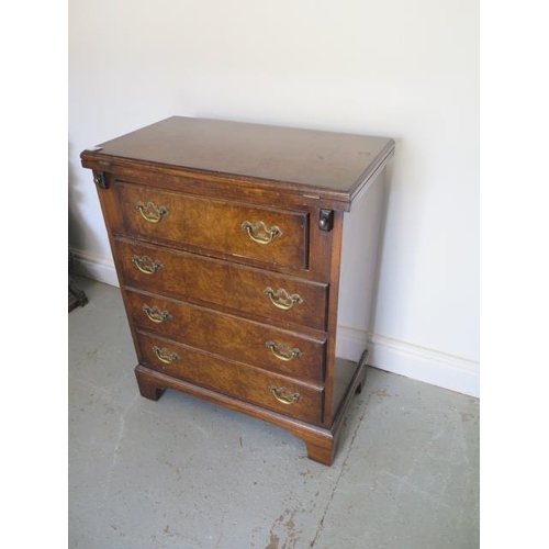 75 - A 19th century style walnut 4 drawer bachelors chest with foldover table top, 77cm tall  x 62cm x 36... 